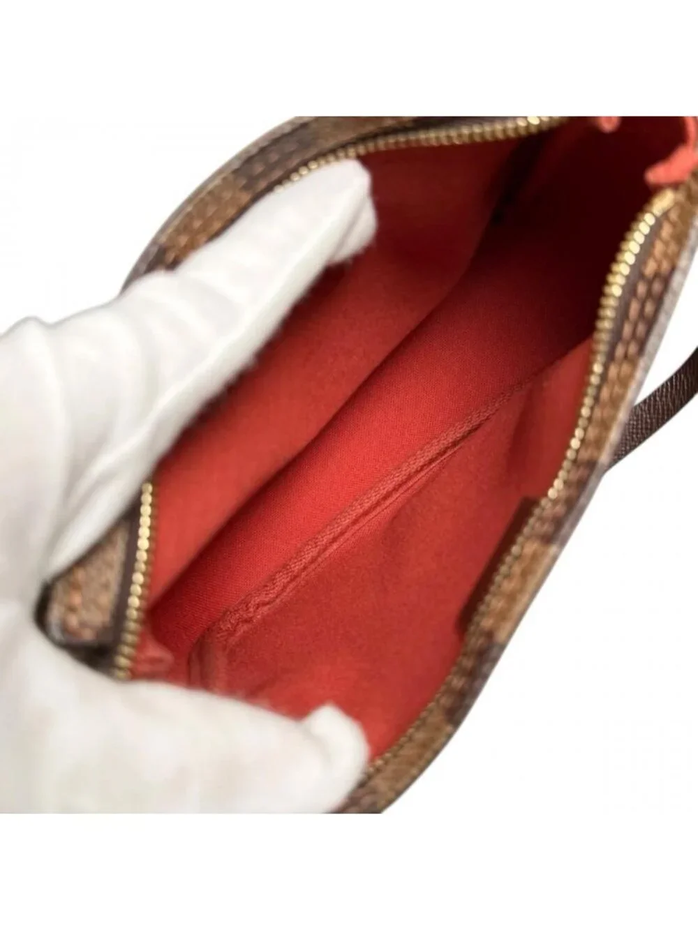 Louis Vuitton Handbag Damier Ebene Trousse Makeup Pouch Canvas Brown Gold
